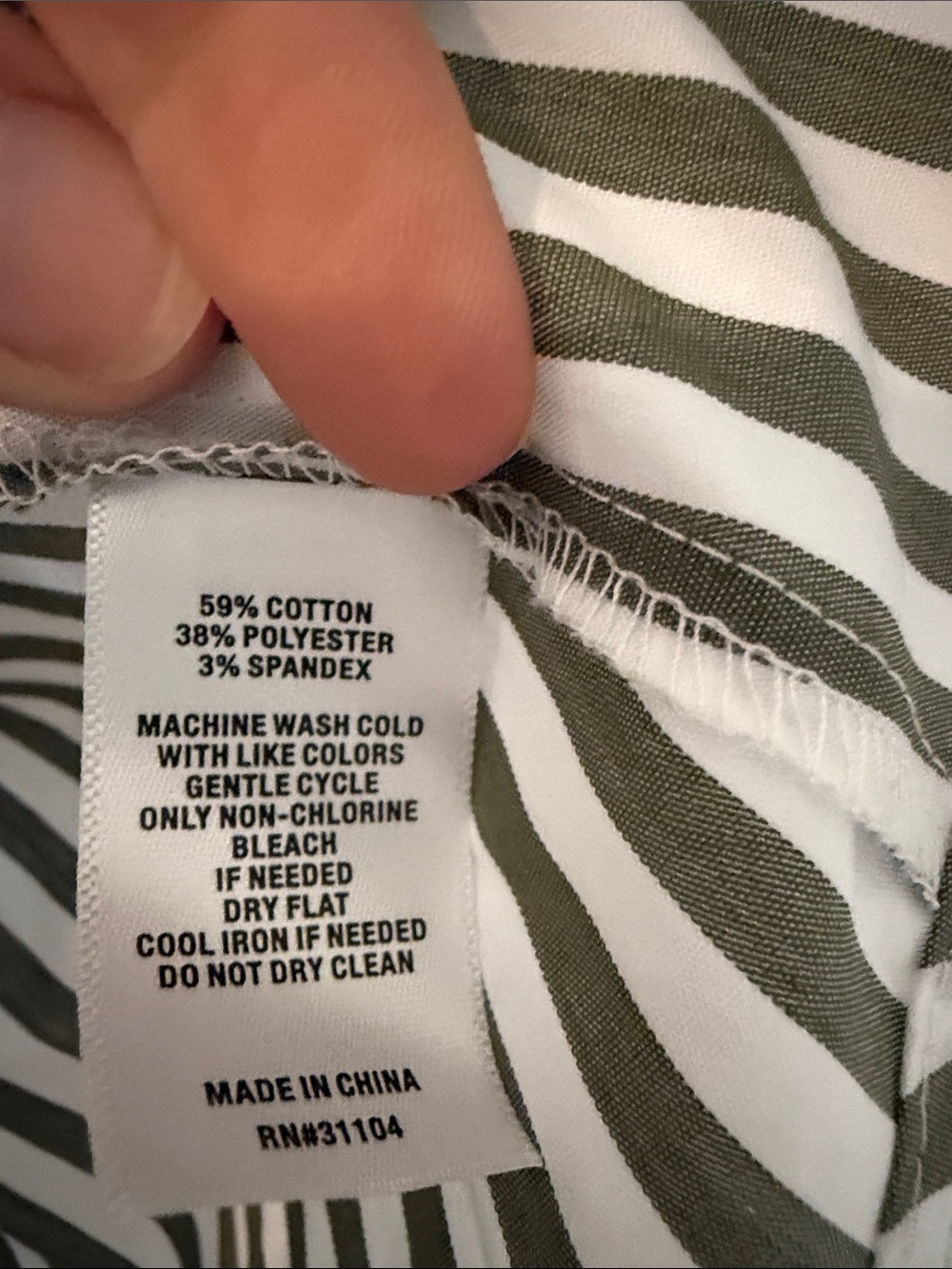 Kim Rogers Olive and White Vertical Stripe Button-Down Shirt - Picture 5 of 6